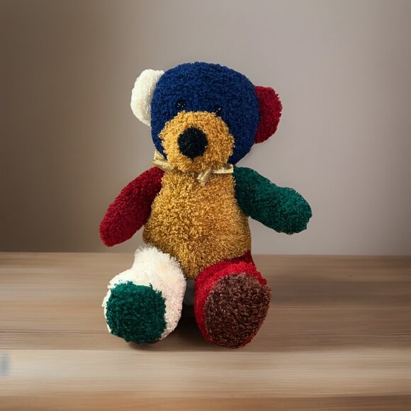 Golden Bear Co., LTD Other - Golden Bear Co brown green cream blue red patchwork Stuffed animal 14" Plush Toy